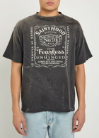 Saint Mxxxxxx Fearless Printed Distressed Cotton T-shirt Black