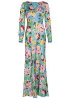 Rixo Marni Floral-print Satin Maxi Dress Blue