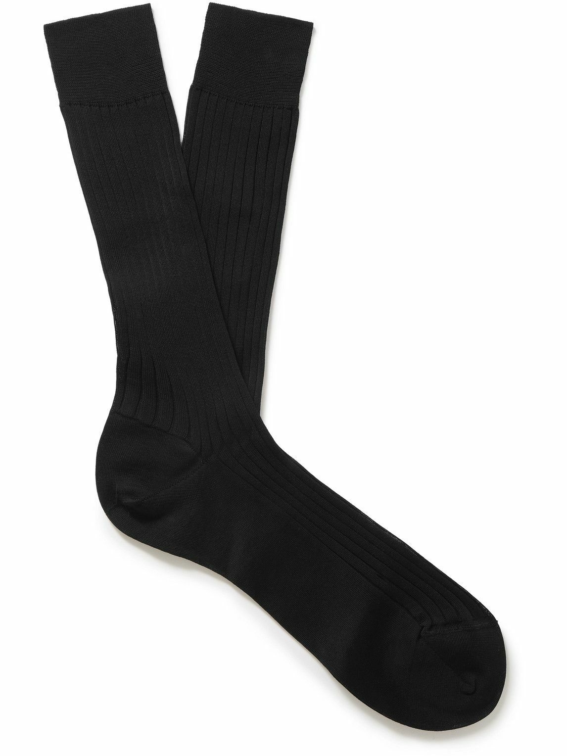 Zegna - Ribbed Cotton Socks - Black Zegna