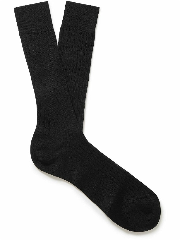 Photo: Zegna - Ribbed Cotton Socks - Black