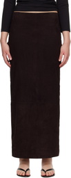 St. Agni Brown Suede Column Midi Skirt