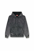 Diesel Treated denim-effect hoodie - Sweaters Mens in Grey