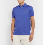 Ralph Lauren Purple Label - Slim-Fit Embroidered Mercerised Cotton-Piqué Polo Shirt - Blue