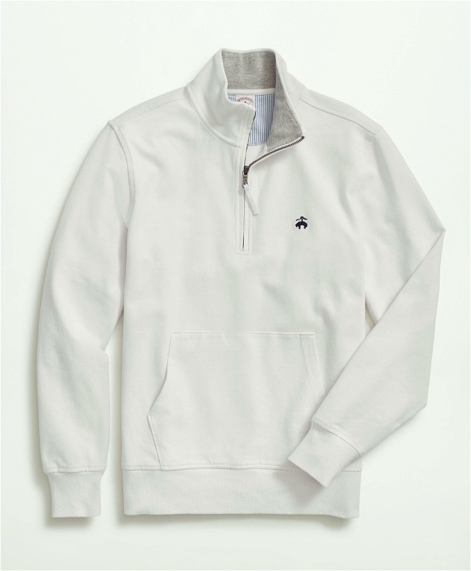 Photo: Brooks Brothers Men's Stretch Sueded Cotton Jersey Half-Zip | White