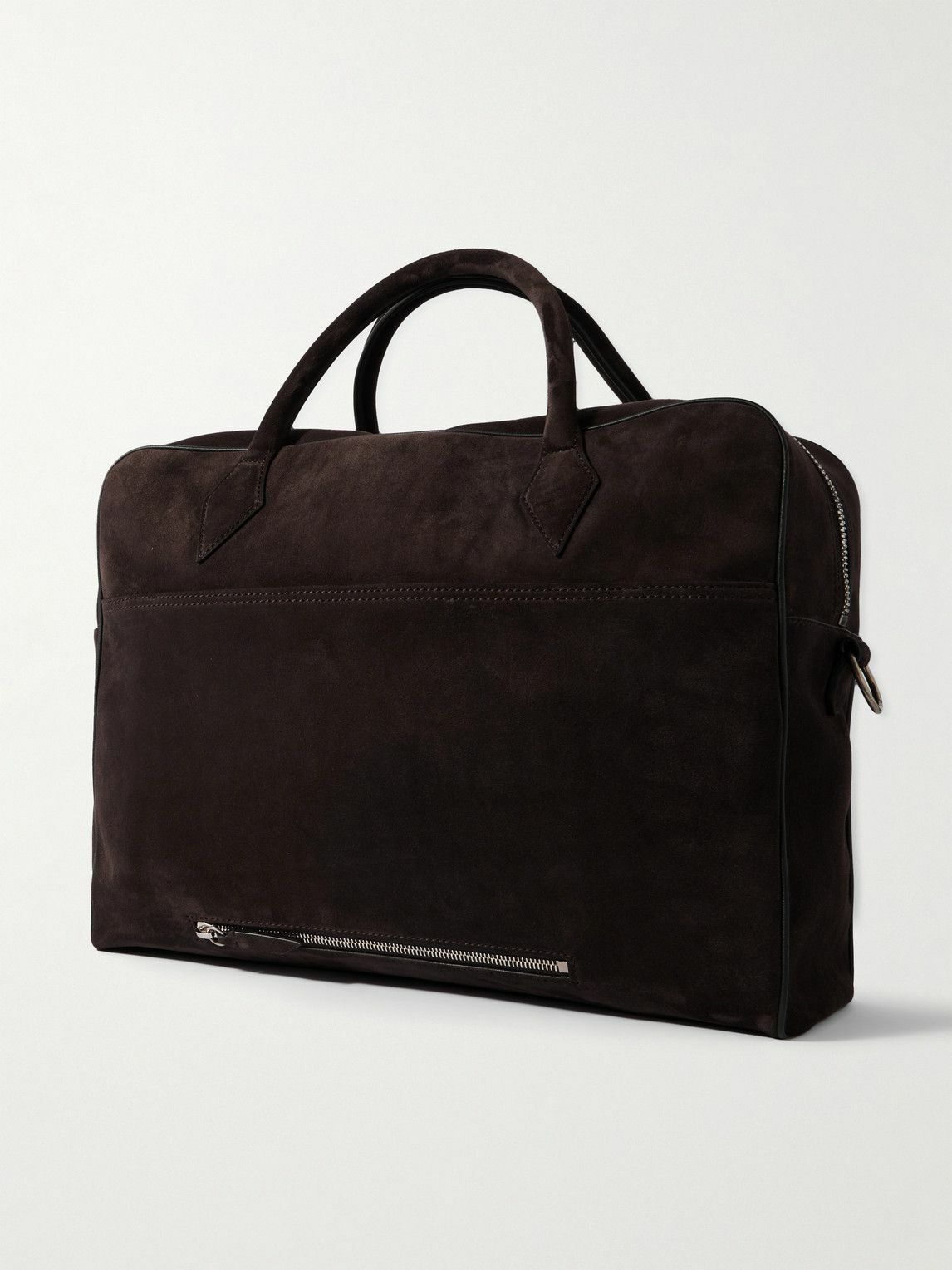 Métier - Closer All Day Full-Grain Leather-Trimmed Suede Briefcase