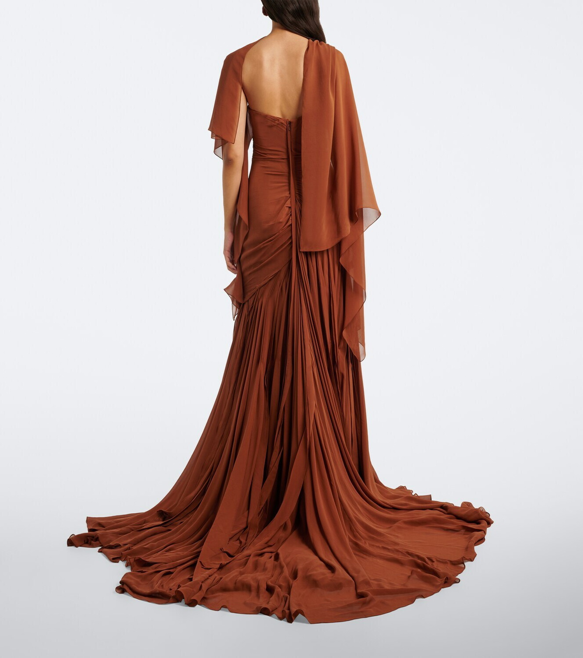 Marmar Halim Draped georgette bustier gown