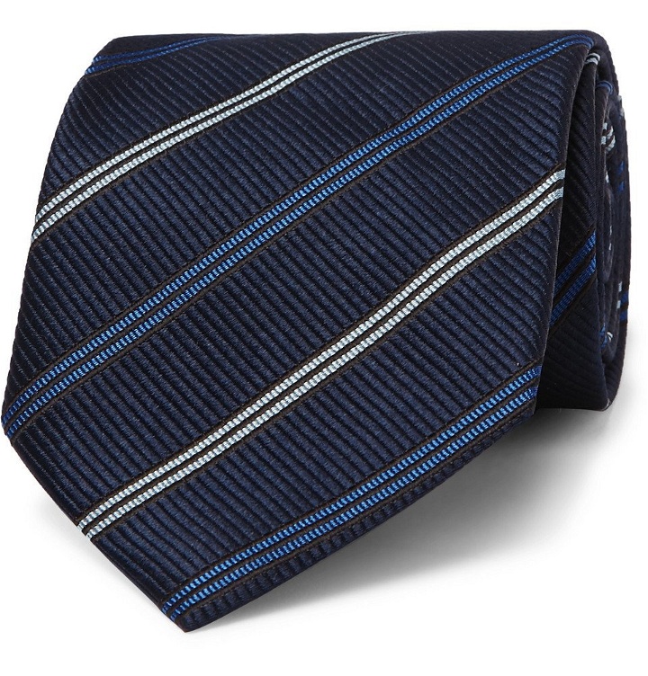 Photo: Ermenegildo Zegna - 8cm Striped Silk Tie - Blue