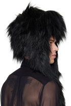 VAQUERA Black Furry Faux-Fur Aviator Hat