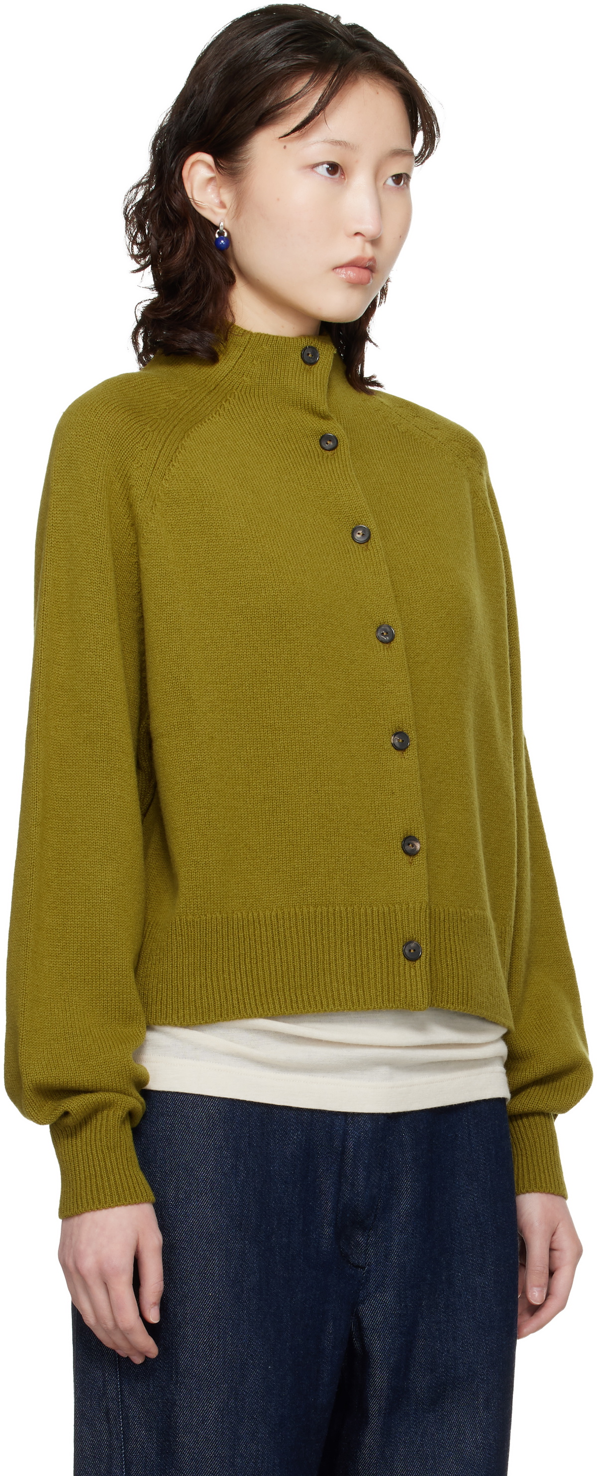Cordera Green Merino Wool Perkins Cardigan