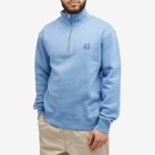 Maison Kitsuné Men's Bold Fox Head Patch Half Zip Sweat in Hampton Blue