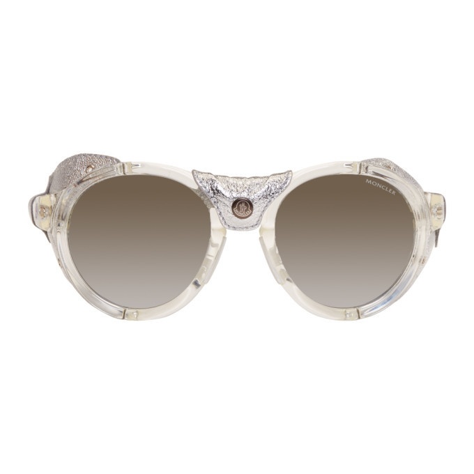Photo: Moncler Clear and Silver Round Sunglasses