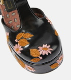 Etro Embroidered mary jane block heels