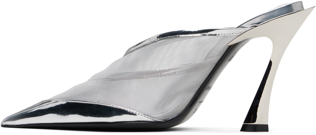 Mugler Silver Mesh Fang 95 Heels