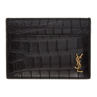 Saint Laurent Black Croc King Palm Card Holder