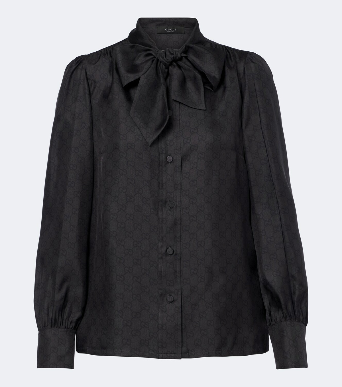 Gucci GG tie-neck silk twill blouse