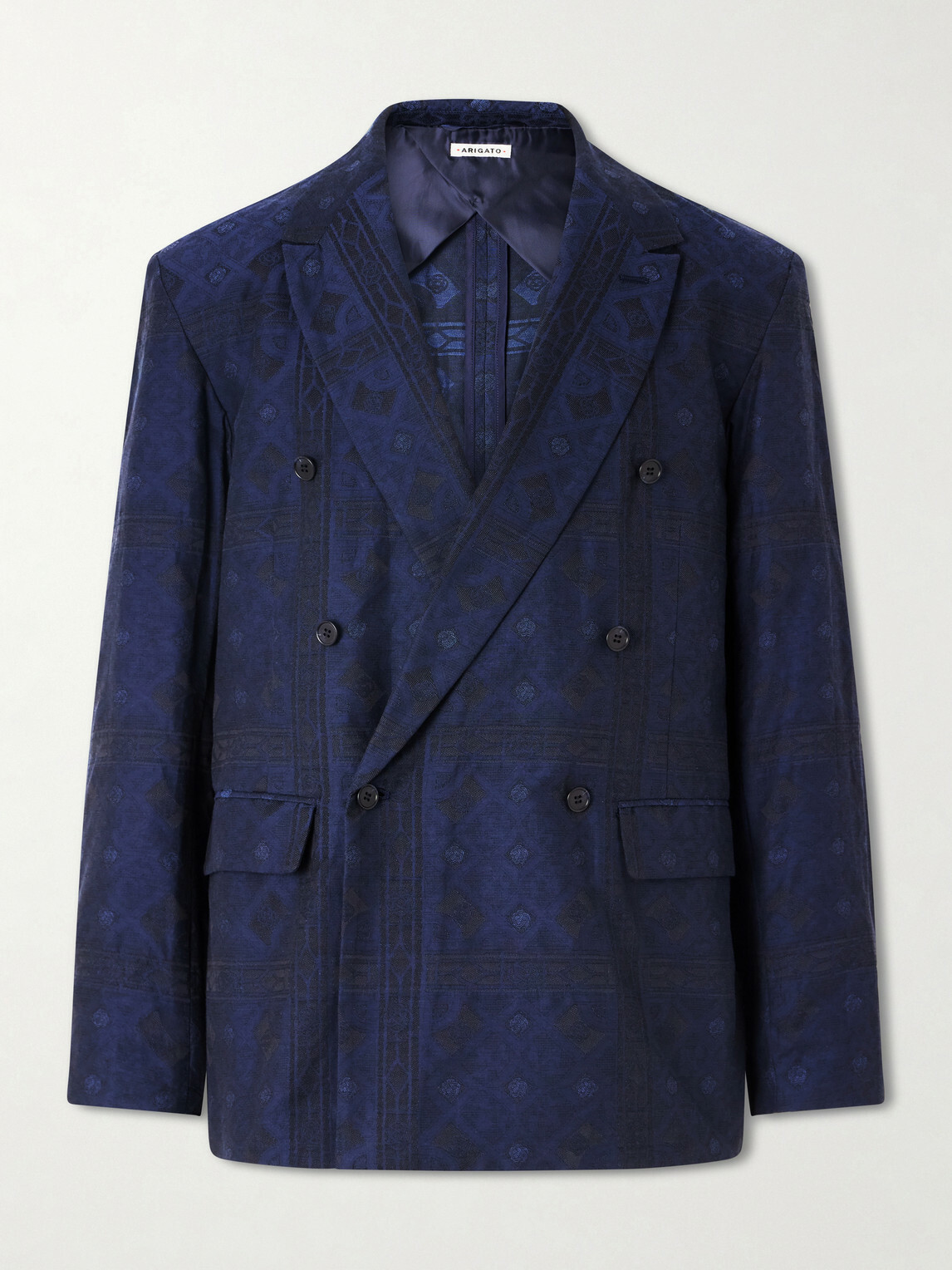 Blue Blue Japan - Double-Breasted Cotton-Blend Jacquard Suit Jacket - Blue