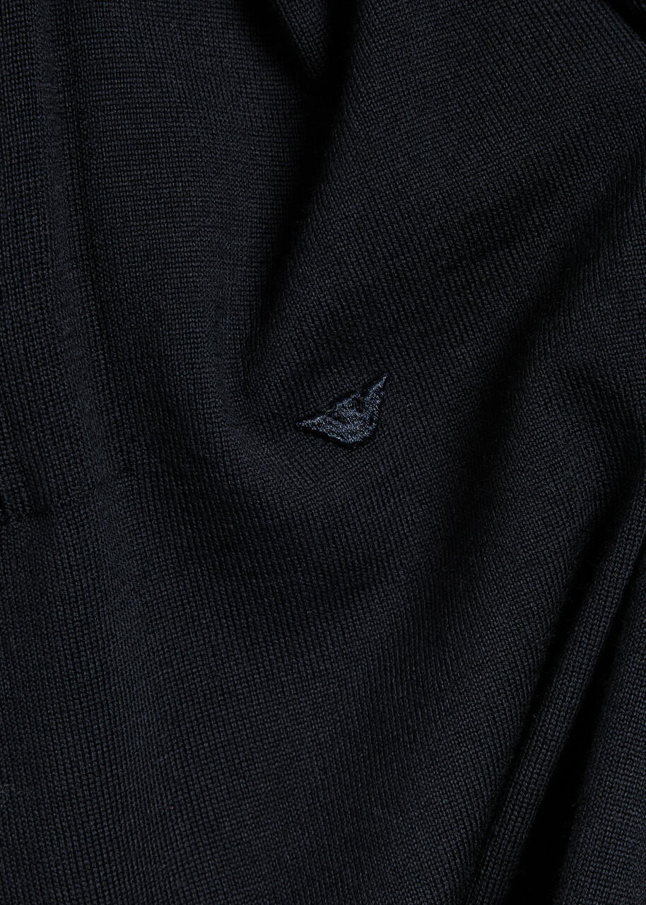 Emporio Armani Half-zip Wool-blend Polo Shirt Navy