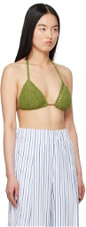 Dries Van Noten Green Halter Bikini Top