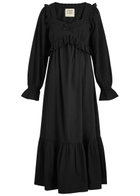 Damson Madder Edith Broderie Anglaise Cotton Midi Dress Black