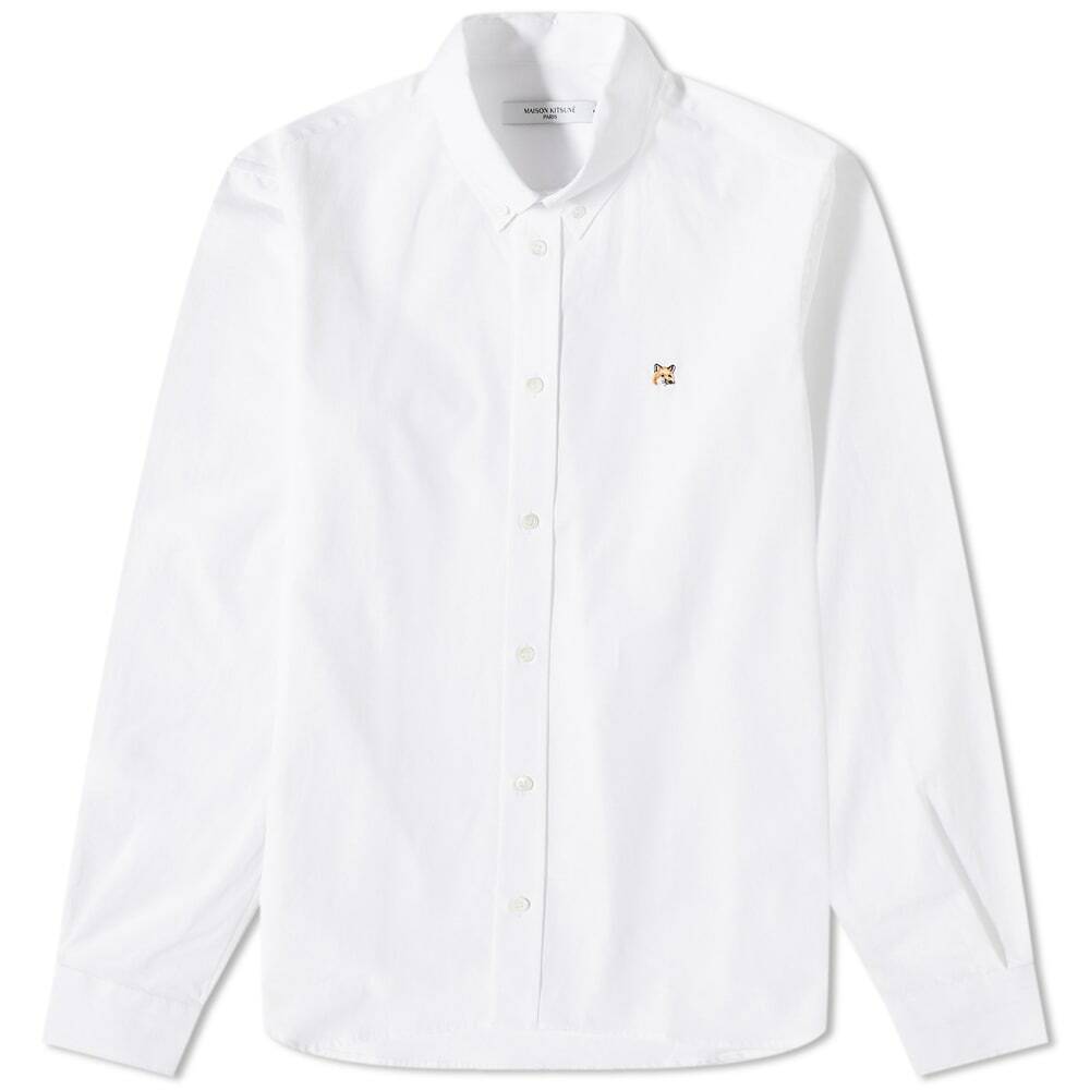 Maison Kitsuné Men's Fox Head Embroidery Classic Shirt in White