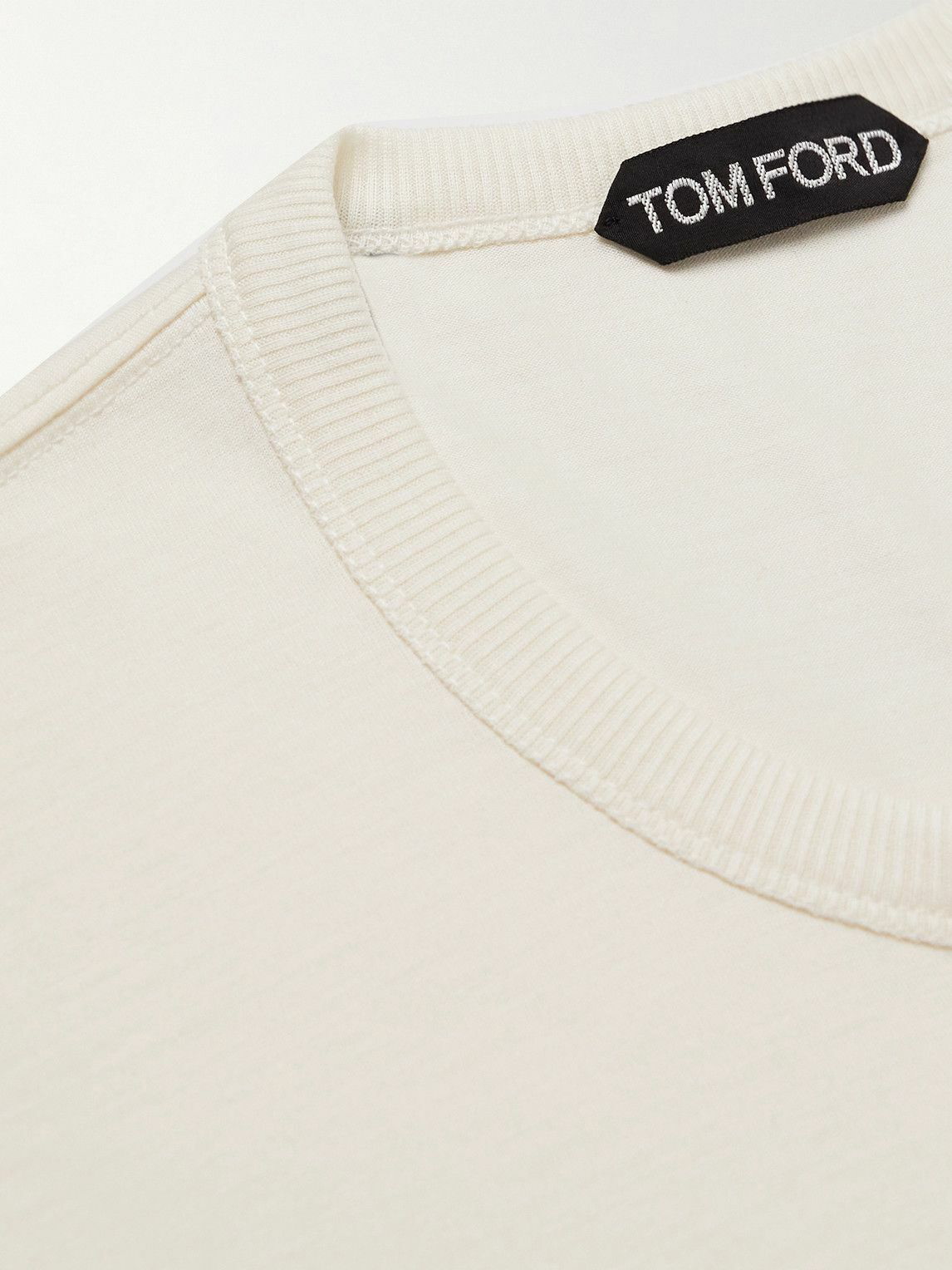 TOM FORD - Silk and Cotton-Blend Jersey Henley T-Shirt - White TOM