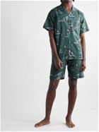 DESMOND & DEMPSEY - Printed Cotton Pyjama Shorts - Green