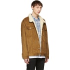 Naked and Famous Denim Brown Oversized Corduroy Sherpa Jacket