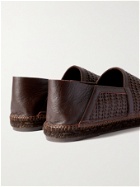 TOM FORD - Barnes Collapsible-Heel Woven Leather Espadrilles - Brown