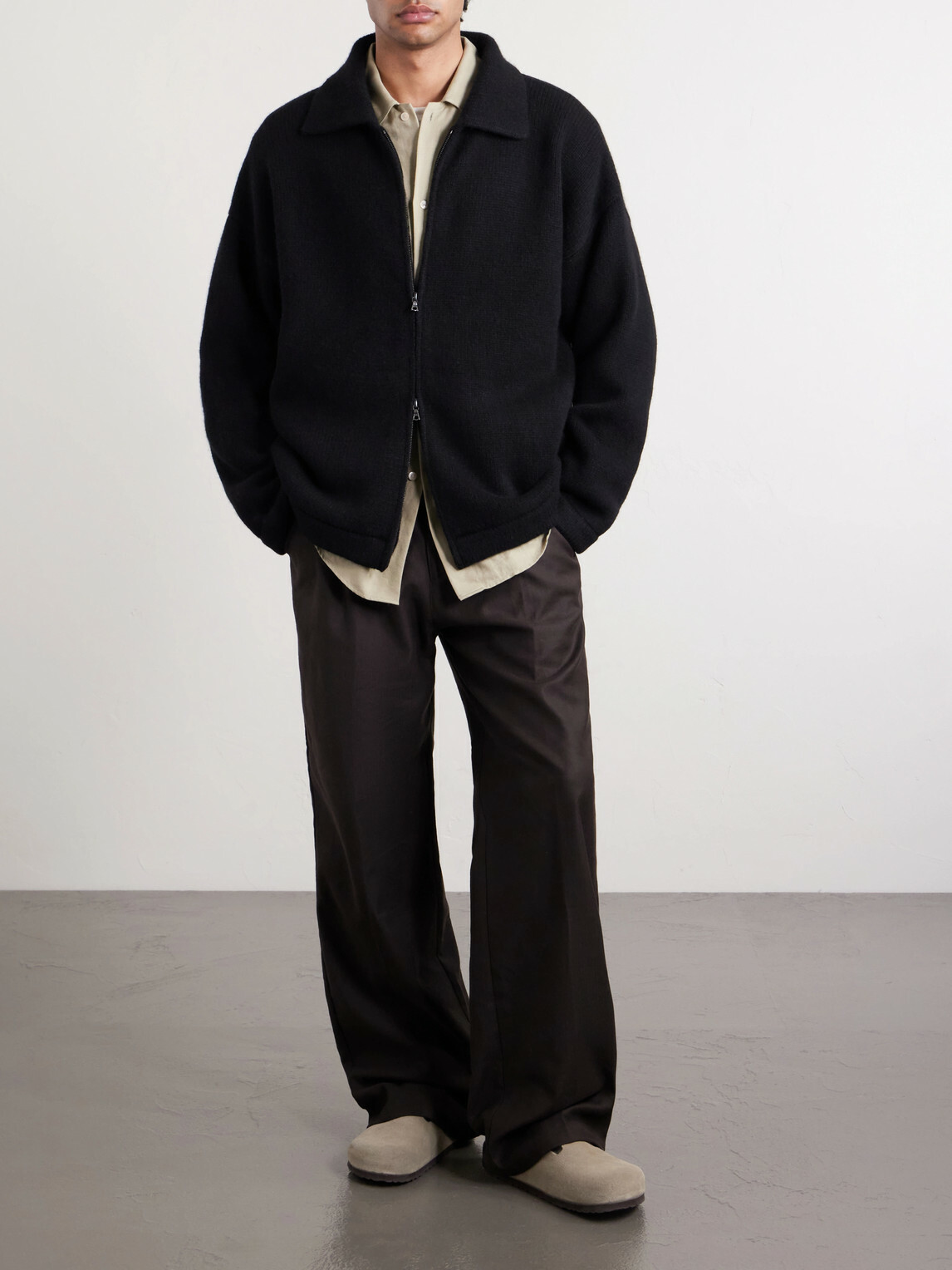 The Elder Statesman - Hunter Cashmere Zip-Up Sweater - Black