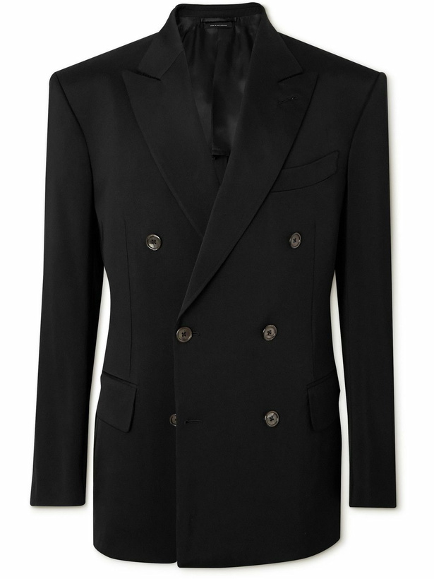 Photo: TOM FORD - Austin Double-Breasted Twill Blazer - Black