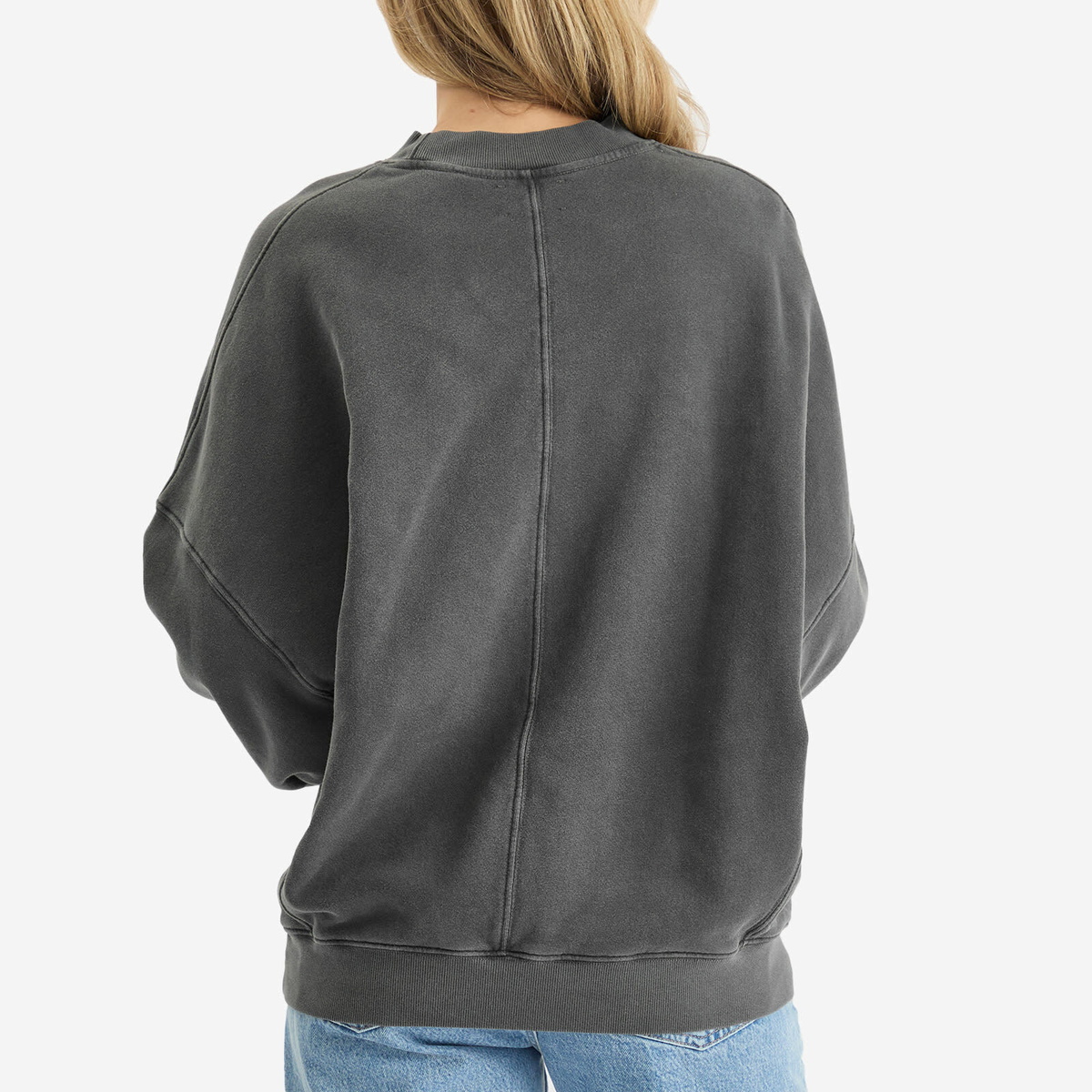 Joah Brown Women's Oversized Crew Sweatshirt in Washed Black