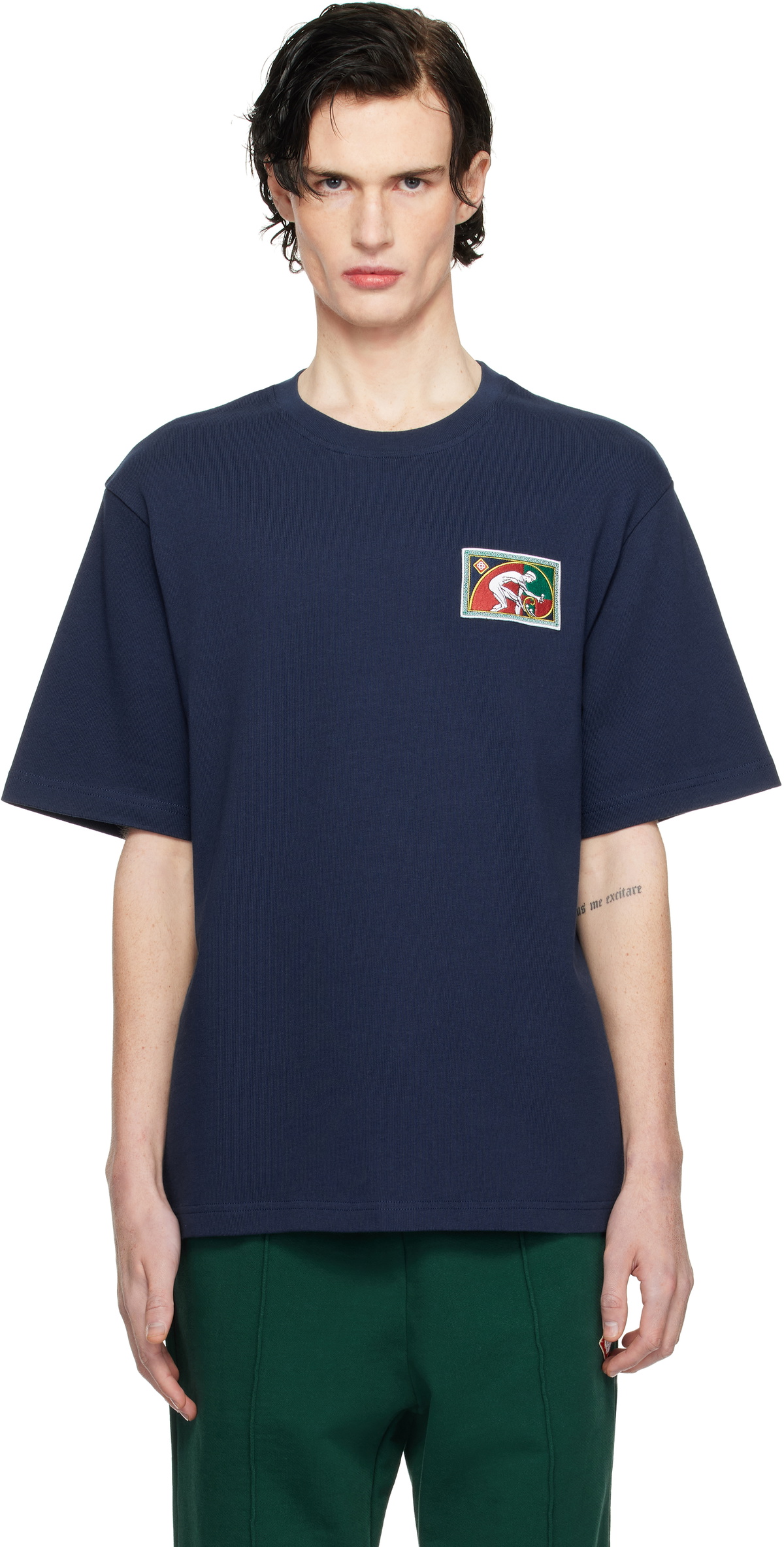 【関税込み】Casablanca ネイビー Fibonacci パッチ Tシャツ Casablanca Navy Fibonacci Patch T-shirt Casablanca