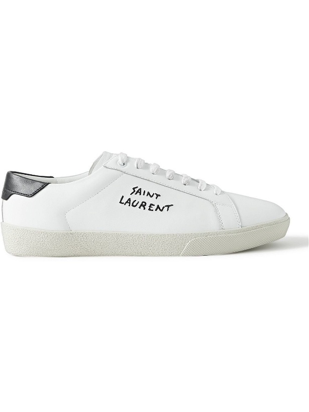 Photo: SAINT LAURENT - SL/06 Court Classic Logo-Embroidered Leather Sneakers - White