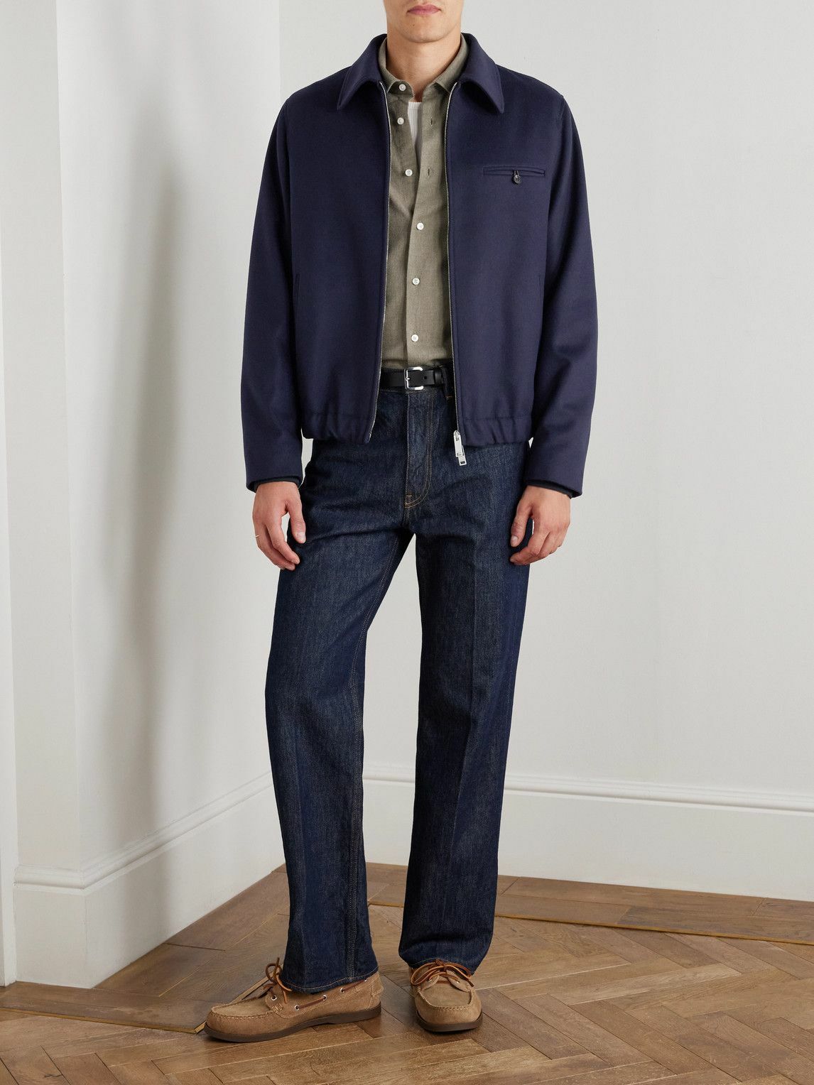 Incotex - Virgin Wool-Blend Bomber Jacket - Blue