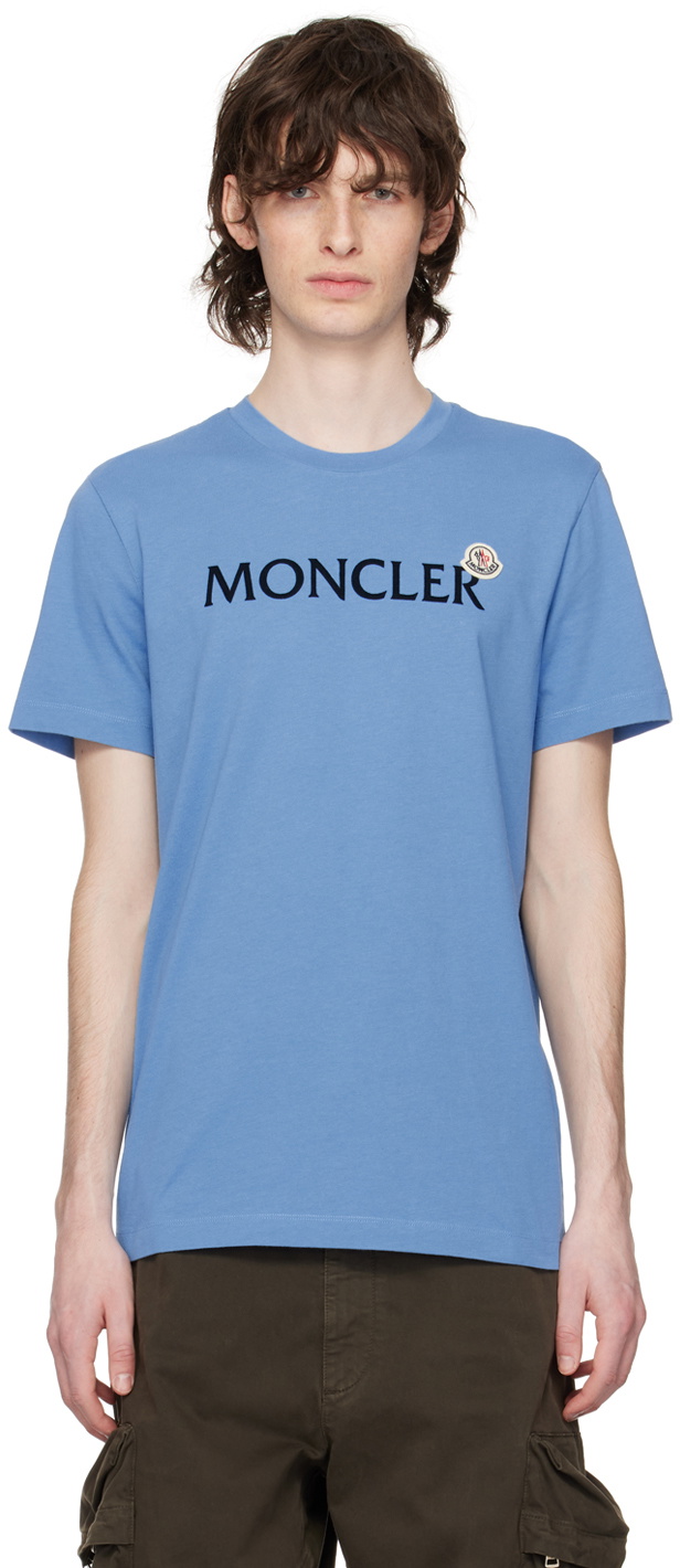 Moncler Blue Flocked T-Shirt Moncler