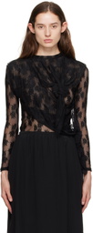 Yuhan Wang Black Knotted Blouse