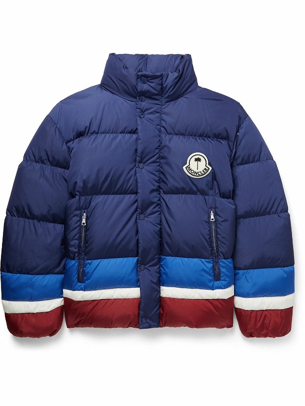 Photo: Moncler Genius - 8 Palm Angels Denney Logo-Appliquéd Quilted Shell Down Jacket - Blue