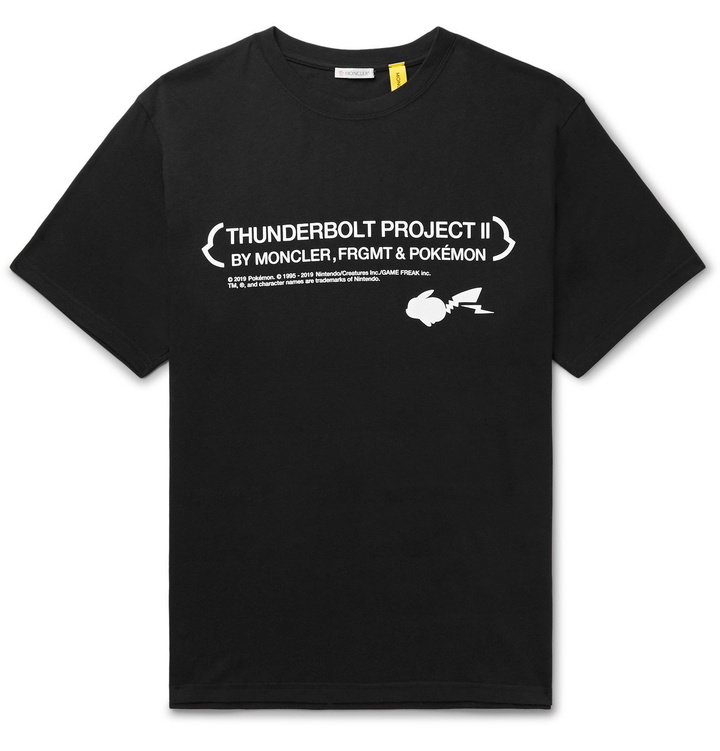Photo: Moncler Genius - 7 Moncler Fragment POKÉMON Logo-Print Cotton-Jersey T-Shirt - Black