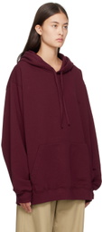 MM6 Maison Margiela Burgundy Embroidered Hoodie