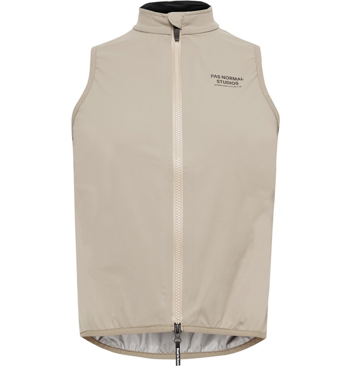 Photo: Pas Normal Studios - Shield Logo-Print Shell Cycling Gilet - Neutrals