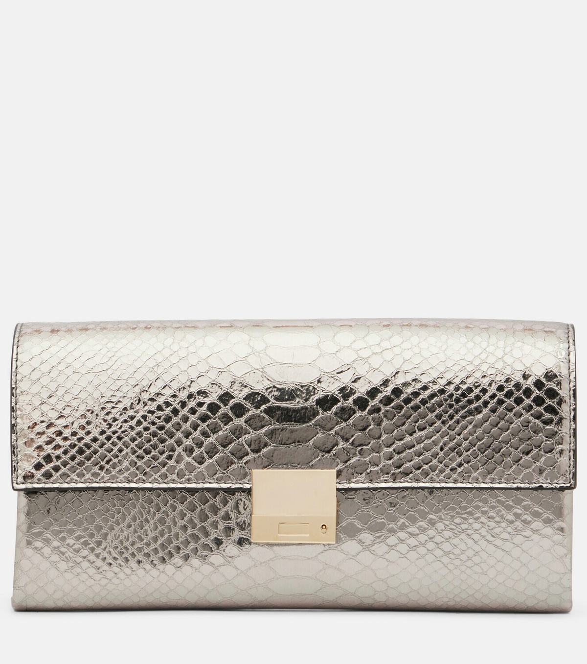 Tom Ford Jean snake-effect metallic leather clutch