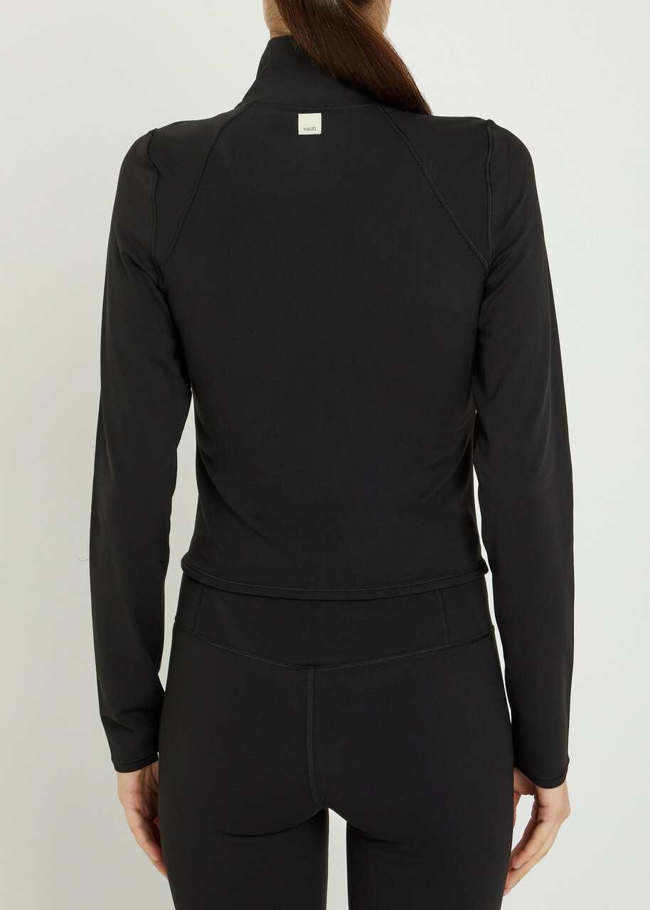 Vuori All The Feels zip up Stretch-jersey top Black