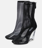 Alaïa La Cage mesh and PVC wedge ankle boots