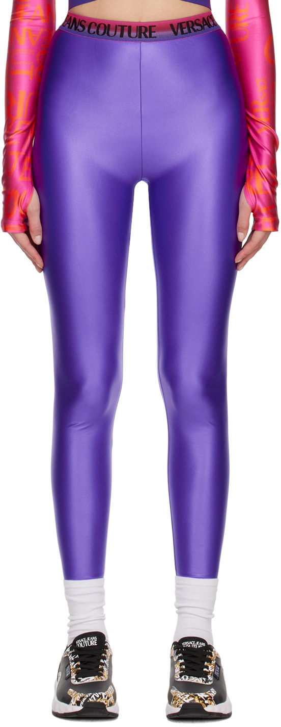 Versace Jeans Couture Purple Shiny Leggings Versace