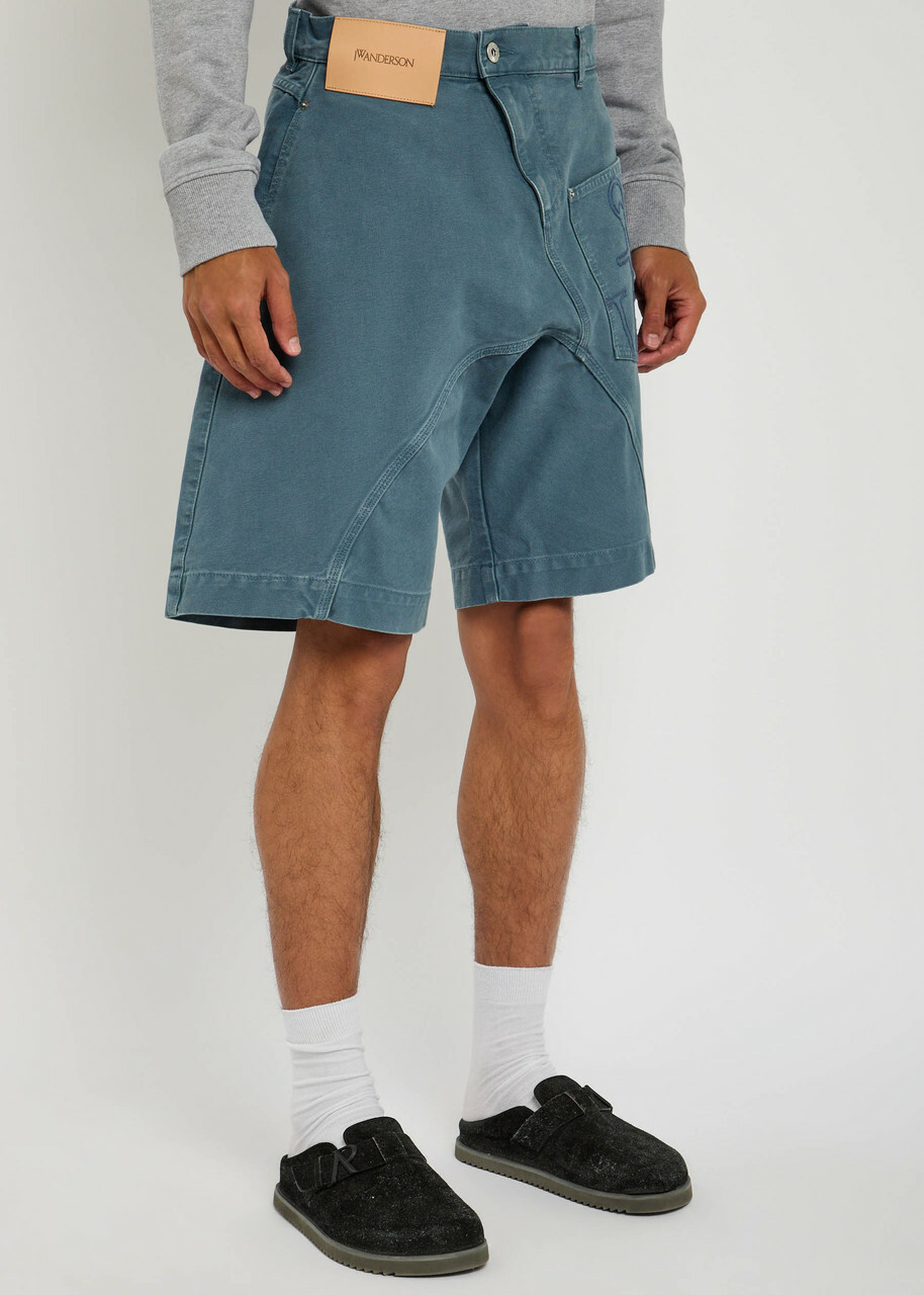 JW Anderson Twisted Workwear Canvas Shorts Blue JW Anderson