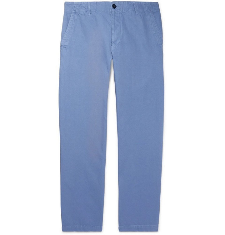 Photo: Mr P. - Wide-Leg Garment-Dyed Cotton-Twill Chinos - Men - Blue