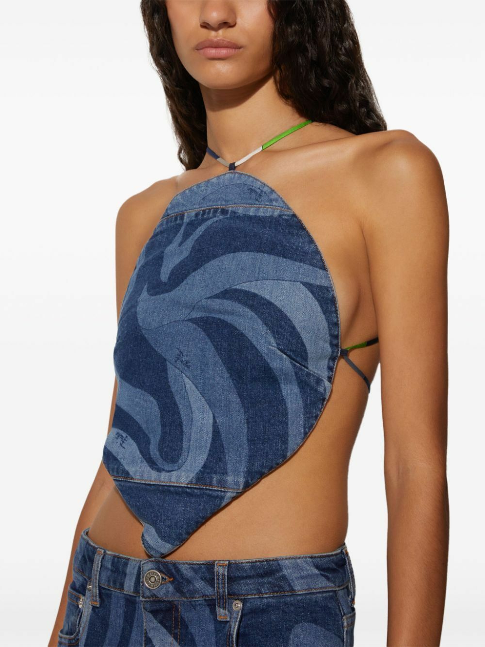 PUCCI Blue Marmo-Print Denim Top Emilio Pucci