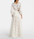 Alexandra Miro Serena broderie anglaise cotton maxi skirt