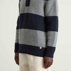 Armor-Lux Men's Stripe Knit Rugby Jumper in Navy/Slate