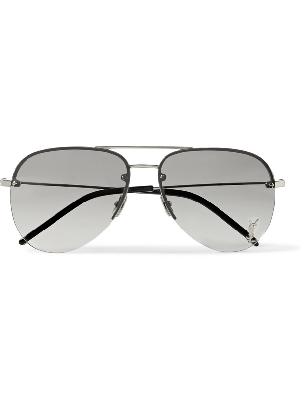 Photo: SAINT LAURENT - Rimless Aviator-Style Silver-Tone Sunglasses - Silver